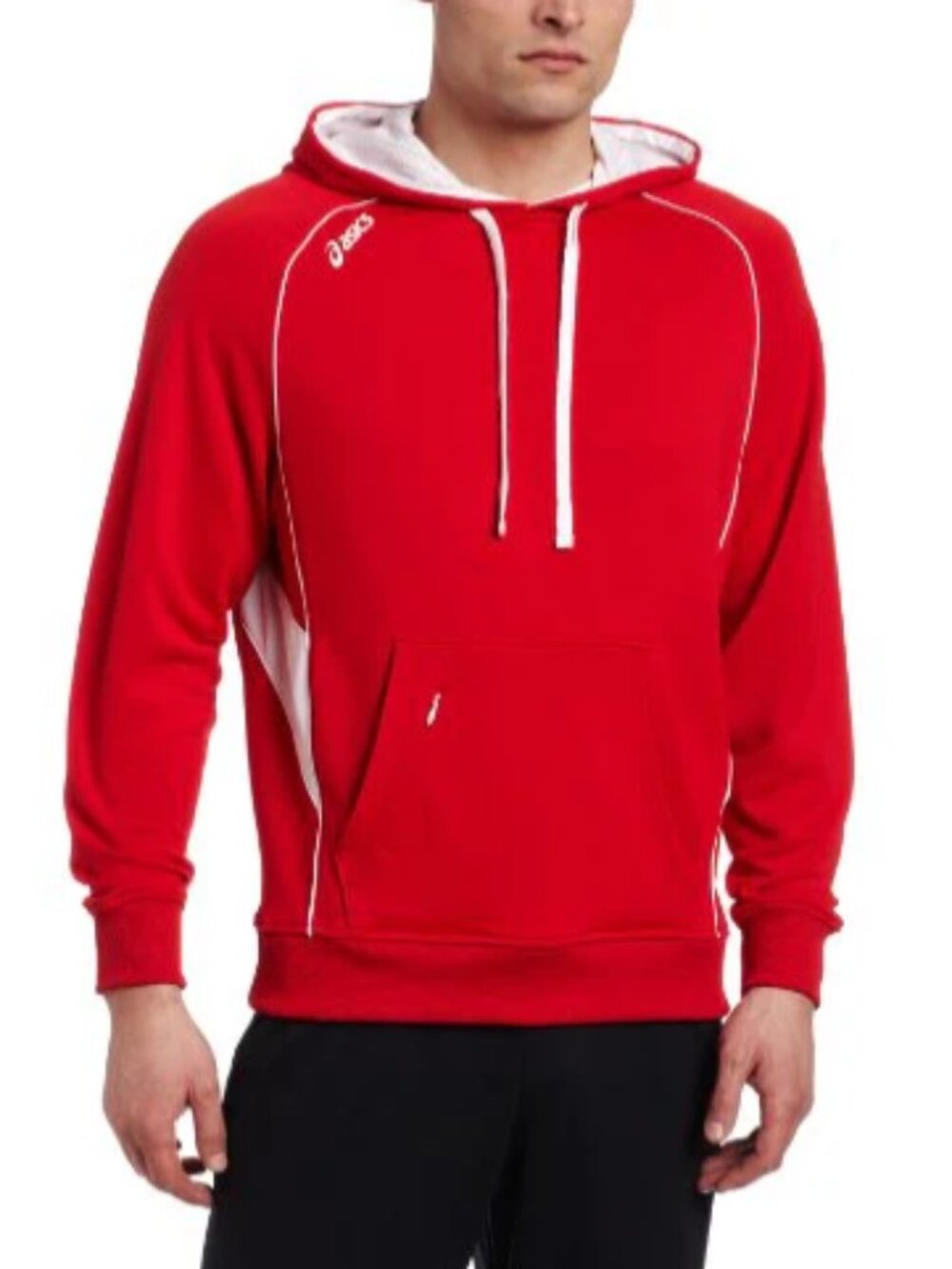 NEW ASICS Men's Team Pullover Hoodie Red/White Sweatshirt, XL